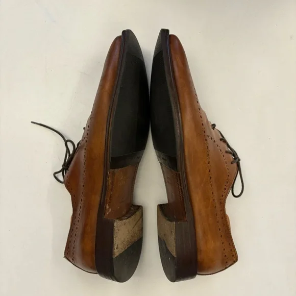 Calzoleria Toscana || Italian Leather Brogue Oxford Dress Shoes Tan EU 44 - Picture 4 of 9